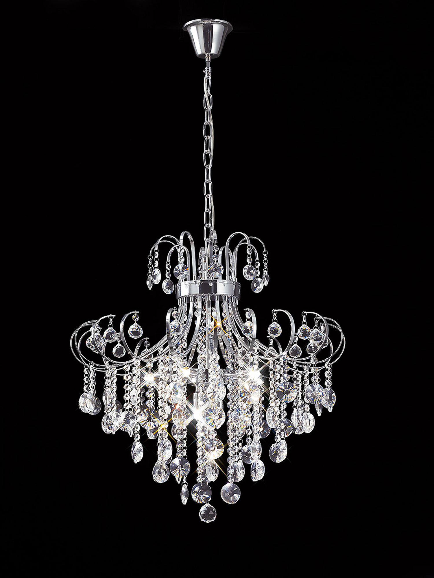 IL31056  Rosina Crystal Chandelier 7 Light Polished Chrome